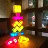 Lumière de nuit pour les enfants Puzzle Nougel LED 7 couleurs 3D Table de bureau empilable lampe de bureau constructible adolescents adolescents cadeaux hkd230812