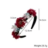 Clips de cheveux Colorful Fulm Flower Bread Band pour femmes Crystal Crystal Maid Makade Pearl Hairband Black Band Party Summer Bijoux
