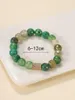 Strand Original Design Natural Green Cherry Blossom Agate Bracelet Round Bead Stone Crystal Jade Bijoux