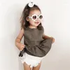 Clothing Sets 2PCS Baby Kids Girls Summer Outfits Toddler Solid Sleeveless Top Dress And White Shorts Clothes Set