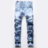 Automne New Jeans Blue Stretch Biker Blue Stretch Biker Broken Hole Jeans Fashion Popular Men Pantal