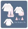 Kleidungssets Weihnachten Bloomer Strampler Baby Girl Kleidung Set 2pcs Baumwolloutfits Hosen Overallanzug Baum Stickerei Bodysuit Pink Long Sleeve 230812