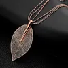 Pendant Necklaces Fashion Rose Gold Color Necklace For Women & Pendants Sweater Chain Big Leaves Statement Jewelry Gift