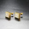 Studörhängen Hip Hop -tråd för män som bling Iced Out Square Cubic Zirconia Women's Earring Micro Pave Ear Accessories Jewerly 2023 OHE132