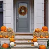 Decorative Flowers Fall Wreath Autumn Hanging Ornament Artificial Wreaths For Front Halloween Thanksgiving Decor Indoor Outdoor