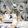 Wallpapers Custom Chinese stijl 3D reliëfdragon po voor luxe huisdecorel el restaurant ingang gangpad muurschildering wallpaper