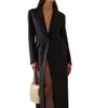 Autumn Black Women Long Blazer Slim Fit Custom Made For Lady Red Carpet Wear Only One Jacket