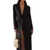 Autumn Black Women Long Blazer Slim Fit Custom Made For Lady Red Carpet Wear Endast en jacka