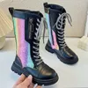 Boots Botas Mujer Kids Midcalf Autunno Colorful Girls Boot Brafo Soft Sole Platform Princess High Top Shoes 230811