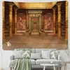 Tapisserier Ancient Egyptian Building Tapestry Wall Hanging Printing Retro Hippie Mural Madrass Bedroom Home Decor R230812