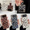 Mobiltelefonfodral Galaxy Z Flip 3 4 Fall Folding Screen Electropated Chessboard Ring Buckle Protective Shell