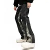 Jeans masculin 2023 Cool Design Camouflage Patchwork Straight Pant