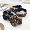 Headbands Designer New South Korean high-grade printed satin hair hoop with wide edge knot anti slip headband HF1V