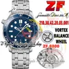 ZF Diver 300m ZF210.30.42.20.03.001 Erkekler A8800 Otomatik Seramik Çerçeve Mavi Doku Diyali Tur İşaretleri Paslanmaz Çelik Bilezik Süper Versiyonu Sonsuzluk Saatleri