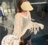 Women's Sweaters Spring Fashion Women Sweater Crochet Cover Up Deep V Neck Hollow Out Knit Top Shirt Chic Tassel Loose Oversize Short