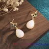 Dangle Earrings White Jade Water Drop Jewelry Fashion Women Ear Studs Charm Real Chinese Natural Talismans Jadeite 925 Silver Luxury