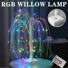 Złoty liść wierzby z pełnego nieba wiśniowa wiśnia LED Nocne światło mini choinka z drutu Garland Lampa Fairy Light For Home HKD230812