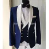 Herenpakken Blazers Blue Slim Fit Men voor bruiloft prom bruidegom smoking