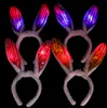 LED Bunny Ears Headband Light Up Flashing Fluffy Rabbit Ear Headbands Sequins Headdress Costume Cosplay Hairband Woman Halloween Christmas Easter Gifts SN4206