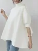 QNPQYX Moda Lanterna Manica Camicette da Donna Arco Solido Stile Del Giappone Dolce Allentato Blusas Mujer Fasciatura Vintage Camicie Estive Elegante