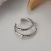 Кластерные кольца S925 Серебряные серебряные серебро двойные слои оловянная фольга текстура кольцо нерегулярное минималистское для женщин -манжеты Использование ушей
