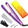 Двойное напряжение Purple Professional Professional Ion Flat Irring Irring Iron-2-в-1 выпрямитель для волос и бигру с цифровым ЖК-дисплеем и регулируемой температурой для всех типов волос