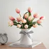 Dekorative Blumen Nordic Home Decor Künstliche Tulips Wohnzimmer Desktop Orament Fake Blumenstopf Pflanze Mutter Day Geschenk