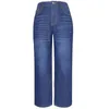 Gamba dritta per jeans da donna per donne strappata per i pantaloni in denim bassa con pantaloni arricchiti con pantaloni versatili versatili