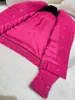 2023 Autumn gorące różowe stałe kolorowe panele Tweed Kurtka z długim rękawem przyciski kasetowe podwójne kurtki Krótka warstwowa przestrzeń A3G116569