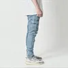 Pantaloni maschili streetwear hip hop joggers uomini jeans cargo motociclista di alta qualità modella casual slim fit pantaloni in denim 230812