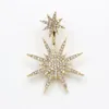 Boucles d'oreilles étalon mode coréen star ringestone double côté argent couleur argent complet boucle d'oreille en cristal pour femmes cadeaux de bijoux
