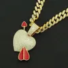 Hip Hop Men Rapper diamond pendant necklace shiny The Arrow of Love heart pendant micro-inset zircon jewelry night club accessory Sweater Collarbone Cuban chain 689