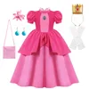 Flickans klänningar Peach Princess Dress for Girl Cosplay Costume Children Stage Performace Outfits Kids Carnival Fancy Birthday Party Clothes 2-10T 230812