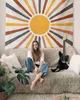 Tapisseries Sun and Moon Tapestry Retro Rainbow Sunrise Sunset Abstract Mur suspendu Hippie Meditation décor Tapiz R230812