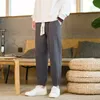 Herenbroek 2023 Zomerlinnen negen punt chinoiserie vintage los grote leggings leggings streetwear joggers broek mannen 230811