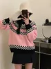 Kvinnors tröjor HSA Vinterkläder Kvinnor Oneck långärmad Vintage Snowflake Chic tröja Jumpers Stickade Pull Femme Hiver Christmas