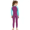 Women's Swimwear Children's One-piece Wetsuit UV Protection Quick Dry Long Sleeves Front Zippered Wetsuits For Boys And Girls Surf Diving