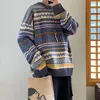 Herentruien mode ronde nek trui voor mannen herfst winter baggy vintage pullover gebreide paar lange mouwen tops casual warme kleding 230811