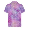 Camisas casuais masculinas Galaxy Design Mermaid Print Beach Shirt Hawaii Y2K Blouses Men Graphic Plus Tamanho