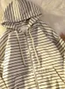 Sweats à capuche pour femmes zippez les femmes Style coréen pour les filles Top Vintage Stripe Long Manche à capuche surdimensionnée Veste sweat-shirt décontracté Large Mouilles 230811