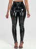 Women's Leggings Shiny Patent Leather Pants Women High Waist Elastic Faux Latex Trousers Sexy Pish Up Bodycon PU Leggihg Stretchy Clibwear