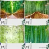 Tapestries aanpasbare hippie kamer slaapzaal kunstdecoratie groen bamboe bos tapijt Tapestry natuurlijk landschap landschap muur hangen r230812