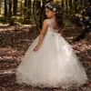 Billiga spetskulklänning Flower Girl Dresses Puffy Princess Junior Kids Wedding Dresses Cap Sleeve Toddler Pageant Dresses With Bow247s