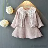 Jackets Girls Baby Fashion Clothing Elegant Jacket+Lace Collar Dress Girls Kids Princess Suits Spring Autumn Winter Clothes Overcoat R230812