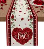 Tafelloper Valentijnsdag Love Heart Rose Table Runner Wedding Decoraties Home Kitchen Dineren Tafel Doek Placemats Party Decor 230811