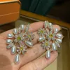 Estudio Fashion S925 Pearas de perlas de flores de plata para mujeres aaa bling circonía cúbica pendientes de mujer moderna 230811