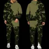 Herrspåriga Spring Spring Autumn Camouflage Hoodie/Pants/Suit män Kvinnor Casual Hooded Pullover Sweatshirt Set Tracksuit 2 Pieces Sportswear Outfits 230812