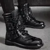 Stövlar män vinter brittisk lokomotiv läder vintage riddare mens unisex zapatos plus storlek 230811