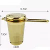 Stainless Steel Gold Tea Strainer Folding Foldable Tea Infuser Basket for Teapot Cup Teaware