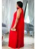 Plus size Dresses Red Size 4XL 5XL Halter Long Loose Chiffon Outfits Pullover Sleeveless Evening Birthday Cocktail Party Gowns 2023 230811